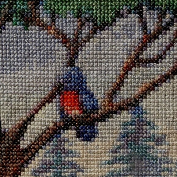 Vintage Cross Stitch Handmade Extra Large Framed Matted Intricate EUC Water Spot - Picture 2 of 10